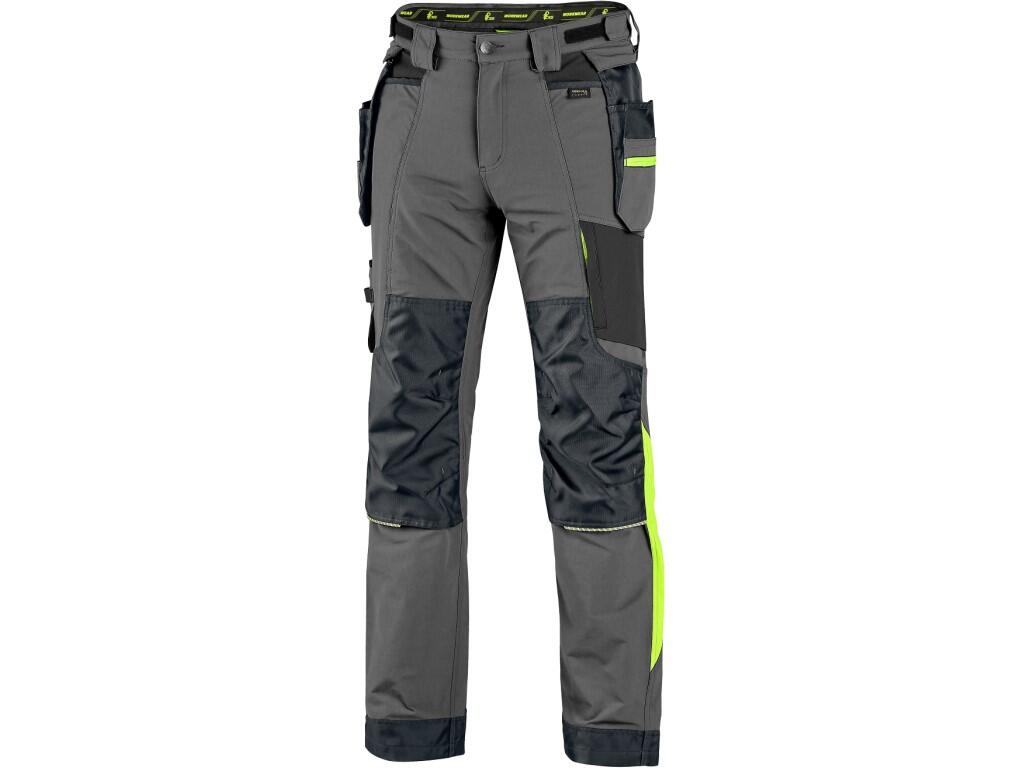 Kalhoty CXS NAOS pánské, šedo-černé, HV žluté doplňky